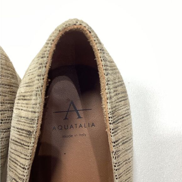 Aquatalia Phoebe Nubuck Suede Block Heel Pumps – Tan Brown Striped, Size 9.5 - Picture 15 of 15